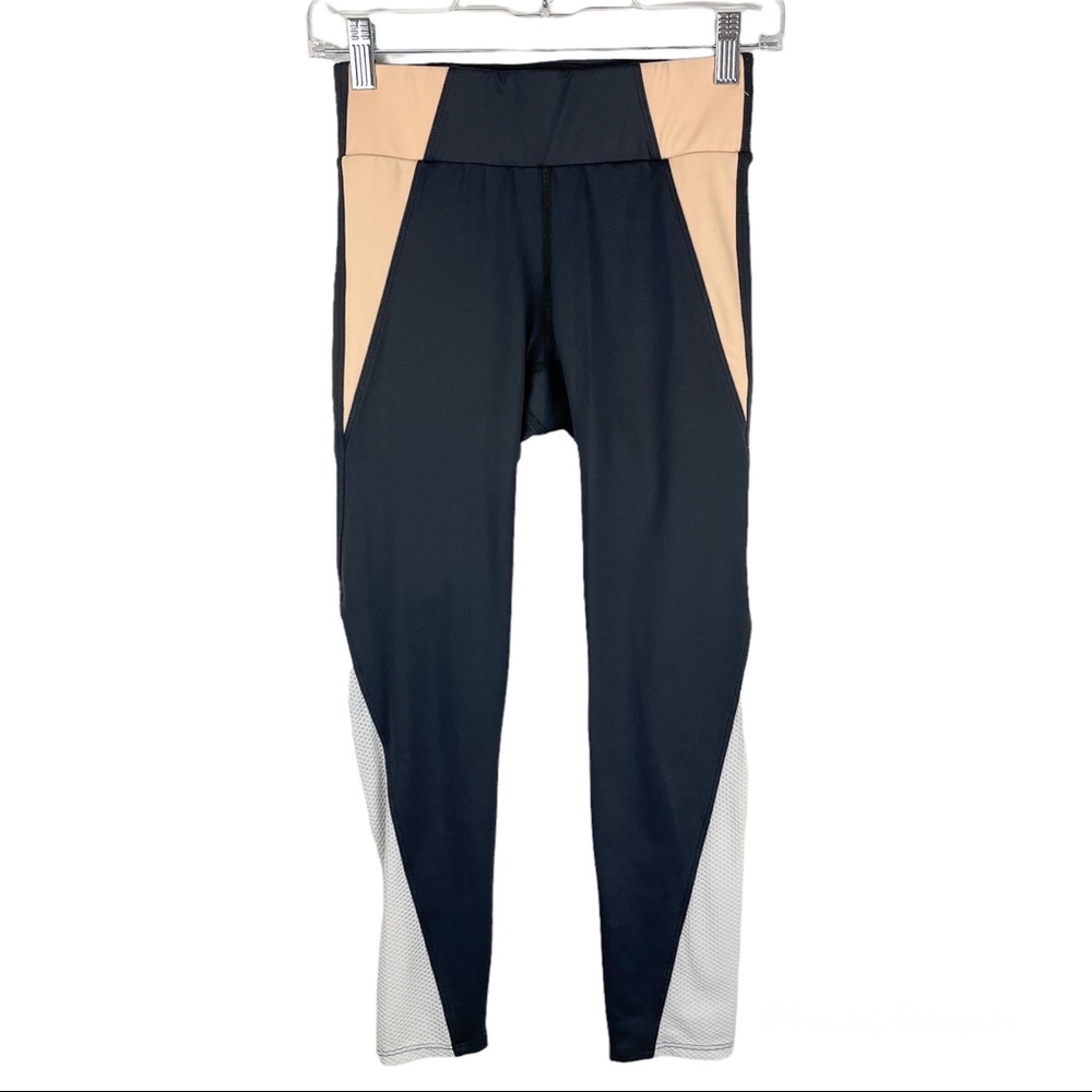 Heroine Sport Grey Colorblock Leggings Mesh Sz Small